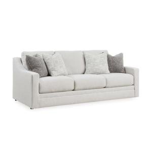 Signature Design by Ashley Maitelynn Contemporary Sofa with Accent Pillows, Reversible Cushions and Sloped Arms, Light Gray