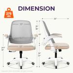 NEO CHAIR Office Desk Computer Gaming Ergonomic Chair with Lumbar Back Support Adjustable Height Swivel Wheels Flip-up Arms Mesh Chair for Home or Office (Beige)