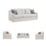 Signature Design by Ashley Maitelynn Contemporary Sofa with Accent Pillows, Reversible Cushions and Sloped Arms, Light Gray