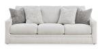 Signature Design by Ashley Maitelynn Contemporary Sofa with Accent Pillows, Reversible Cushions and Sloped Arms, Light Gray