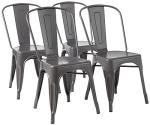 Amazon Basics Metal Dining Chairs, 4 Count, Dark Grey, 20.1 x 17.1 x 33.5 inches