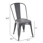 Amazon Basics Metal Dining Chairs, 4 Count, Dark Grey, 20.1 x 17.1 x 33.5 inches