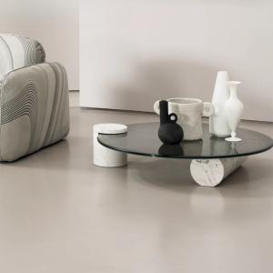 Light luxury living room marble round coffee table modern simple round table