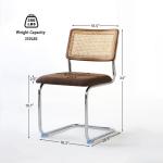 Brown Rattan Dining Chairs Set of 2, Wooden Mid-Century Modern Kitchen Chairs, Mesh Back Cane Dining Room Chairs, Cesca Chair wi