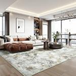 Carpelux 8x10 Area Rugs for Living Room, Abstract Neutral Large Washable Rug, Indoor Soft Non-Slip Floor Carpet for Bedroom Dining Room Home Decor, Brown/Grey