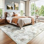 Carpelux 8x10 Area Rugs for Living Room, Abstract Neutral Large Washable Rug, Indoor Soft Non-Slip Floor Carpet for Bedroom Dining Room Home Decor, Brown/Grey