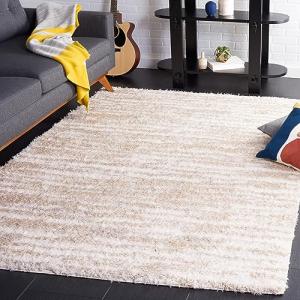 SAFAVIEH Lindsay Shag Collection Area Rug - 4' x 6', Beige & Ivory, Modern Design, 1.8-inch Thick, Ideal for High Traffic Area in Living Room, Bedroom, Dining (LNS554B-4)