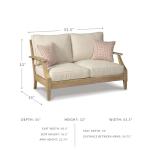Signature Design by Ashley Clare View Coastal Outdoor Loveseat, Cushioned with Nuvella Fabric, Protective Finish, Eucalyptus Wood, 55.5" W x 35" D x 32" H, Beige