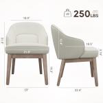 MALOL Dining Chairs Set of 2 with Lumbar Support,Fabric Upholstered Kitchen Chairs with Wooden Legs,Beige
