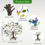 VEWOSTAR Metal Wall Art for Living Room Home Decor Colorful Leaves Wall Sculpture Tree of Life Handcrafted Wall Decor Hangings for Outdoor Indoor(25.5" W * 24.8" H)