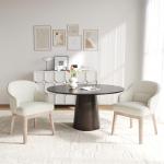 MALOL Dining Chairs Set of 2 with Lumbar Support,Fabric Upholstered Kitchen Chairs with Wooden Legs,Beige