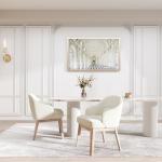 MALOL Dining Chairs Set of 2 with Lumbar Support,Fabric Upholstered Kitchen Chairs with Wooden Legs,Beige