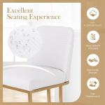 Bar Stools Set of 3, Counter Height Bar Stools for Kitchen Island,Creamy White & Gold Bar Stools with Back