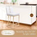 Bar Stools Set of 3, Counter Height Bar Stools for Kitchen Island,Creamy White & Gold Bar Stools with Back