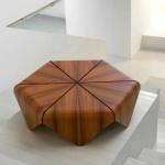 Handmade Modern Wooden Notebook Side Table Small Natural Wood Colored Bamboo Coffee Table