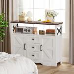 Buffet Cabinet Sideboard Farmhouse 3 Drawers and 2 Doors, Wood Kitchen Table Wine Bar Storage Cabinet for Dining RoomBar w