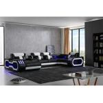 LED Lighted Sofa Set with Recliner, Speaker & USB Ports | Genuine Leather Sectional Couch with Console & Adjustable Headrests