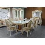 European Royal Luxury Wooden Dining Table Set 8 Chairs Household Furniture Dining Room Large Classic Wooden Dining Table