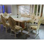 European Royal Luxury Wooden Dining Table Set 8 Chairs Household Furniture Dining Room Large Classic Wooden Dining Table
