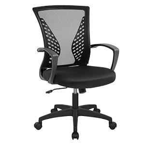 Office Computer Mesh Chair Ergonomic Mid Back Swivel Rolling Desk Chair with Armrest Height Adjustable Lumbar Support x ,Black