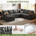 SUAWY 108 Inch Sectional Sleeper Sofa with Pull Out Bed, U Shaped 7 Seat Modular Sectional Sofa with Storage, Sectional Couches for Living Room, Cloud Modular Couch,Removable Sofa Cover, Dark Grey
