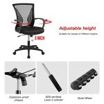 Office Computer Mesh Chair Ergonomic Mid Back Swivel Rolling Desk Chair with Armrest Height Adjustable Lumbar Support x ,Black