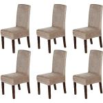 H.VERSAILTEX Velvet Dining Chair Covers Stretch Chair Covers for Dining Room Set of 6 Parson Chair Slipcovers Chair Protectors Covers Dining, Soft Thick Solid Velvet Fabric Washable, Taupe
