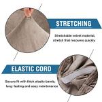 H.VERSAILTEX Velvet Dining Chair Covers Stretch Chair Covers for Dining Room Set of 6 Parson Chair Slipcovers Chair Protectors Covers Dining, Soft Thick Solid Velvet Fabric Washable, Taupe