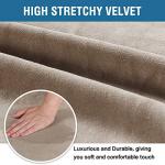 H.VERSAILTEX Velvet Dining Chair Covers Stretch Chair Covers for Dining Room Set of 6 Parson Chair Slipcovers Chair Protectors Covers Dining, Soft Thick Solid Velvet Fabric Washable, Taupe