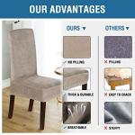 H.VERSAILTEX Velvet Dining Chair Covers Stretch Chair Covers for Dining Room Set of 6 Parson Chair Slipcovers Chair Protectors Covers Dining, Soft Thick Solid Velvet Fabric Washable, Taupe
