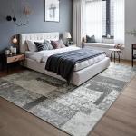 LOCHAS Rug for Living Room 6x9, Washable Soft Area Rugs for Bedroom, Abstract Carpet for Indoor Office Kids Dining Room Nursery Floor, Grey Geometric Vintage Home Decor, Non Slip, Pet Child Friendly