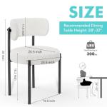 PatioPerk Boucle Dining Chairs Set of 4, White Mid Century Morden Chair with Curved Backrest, Round Upholstered Sherpa with Metal Legs, Suitable for Various Kitchen Styles