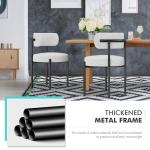 PatioPerk Boucle Dining Chairs Set of 4, White Mid Century Morden Chair with Curved Backrest, Round Upholstered Sherpa with Metal Legs, Suitable for Various Kitchen Styles