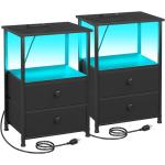 LED Nightstand Set with Charging Station and Storage