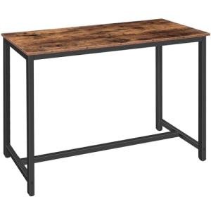 HOOBRO Bar Table, Rectangular Pub Table, 47.2” Counter Height Bar Table, Industrial Bar Height Table, Dining Table for Kitchen, Living Room, Easy to Assemble, Rustic Brown BF50BT01