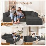 Vesgantti 106" Cloud Couch with Chaise, Deep Seat Fluffy Modular Sectional Sofa Corduroy Memory Foam Boneless Couches for Living Room Bedroom, No Assembly Required (Grey, Right-Facing Chaise)
