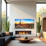 sechars Arizona Sonoran Desert Wall Art Botanical Cactus in Sunset Landscape Pictures Painting Canvas Print Southwest Decor for Office Living Room Ready to Hang 24x48 Inch
