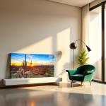 sechars Arizona Sonoran Desert Wall Art Botanical Cactus in Sunset Landscape Pictures Painting Canvas Print Southwest Decor for Office Living Room Ready to Hang 24x48 Inch