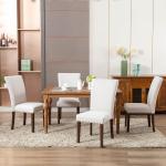 COLAMY Upholstered Dining Chairs Set of 4, Parsons Style Linen Beige Accent Chairs with High Back, for Round Kitchen Table or Small Dining Room – Comfortable & Stylish