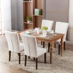 COLAMY Upholstered Dining Chairs Set of 4, Parsons Style Linen Beige Accent Chairs with High Back, for Round Kitchen Table or Small Dining Room – Comfortable & Stylish