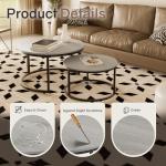 Otterease Nesting Tables Set of 2, 31.5" Round Coffee Table, Small Nesting Coffee Table with Adjustable Non-Slip Fee, Wood Grain Top Nesting Tables for Living Room, Bedroom (Wood Grain Grey)