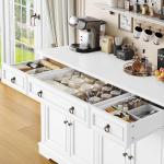 Buffet Cabinet with Storage,52.7"Large Sideboard Buffet Cabinet,White Kitchen Cabinet with 3 Drawers and 4 Doors,Wood Coffee Bar