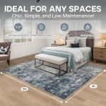 8x10 Area Rugs for Living Room Rug Washable: Modern Large Rug for Dining Room Bedroom Carpet Non Slip 8 by 10 Indoor Abstract Nursery Home Office Blue Grey