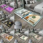 Colorful Creative Dollar Money Print Carpet Mat Rug Large Area Bedroom Entryway Non-Slip Stain Resistant Home Decoration