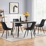 Yaheetech Dining Chairs Set of 2 Modern Upholstered Dining Room Chairs with Faux Leather Seat and Metal Legs for Home, Kitchen, Armless Design, Black