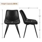 Yaheetech Dining Chairs Set of 2 Modern Upholstered Dining Room Chairs with Faux Leather Seat and Metal Legs for Home, Kitchen, Armless Design, Black