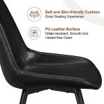 Yaheetech Dining Chairs Set of 2 Modern Upholstered Dining Room Chairs with Faux Leather Seat and Metal Legs for Home, Kitchen, Armless Design, Black