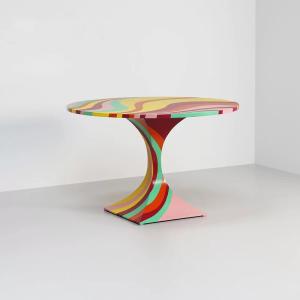 Creative fiberglass painted twist coffee table household residential living room colorful graffiti table