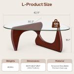 ARVORA Modern Glass Coffee Table, Mid Century Triangle Coffee Table for Living Room Bedroom Reception Office Tables