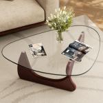 ARVORA Modern Glass Coffee Table, Mid Century Triangle Coffee Table for Living Room Bedroom Reception Office Tables